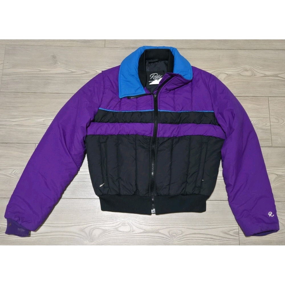 Vtg Roffe Women's Purple Black Ski Winter Coat Size 12 Made in‎ USA Fits Medium